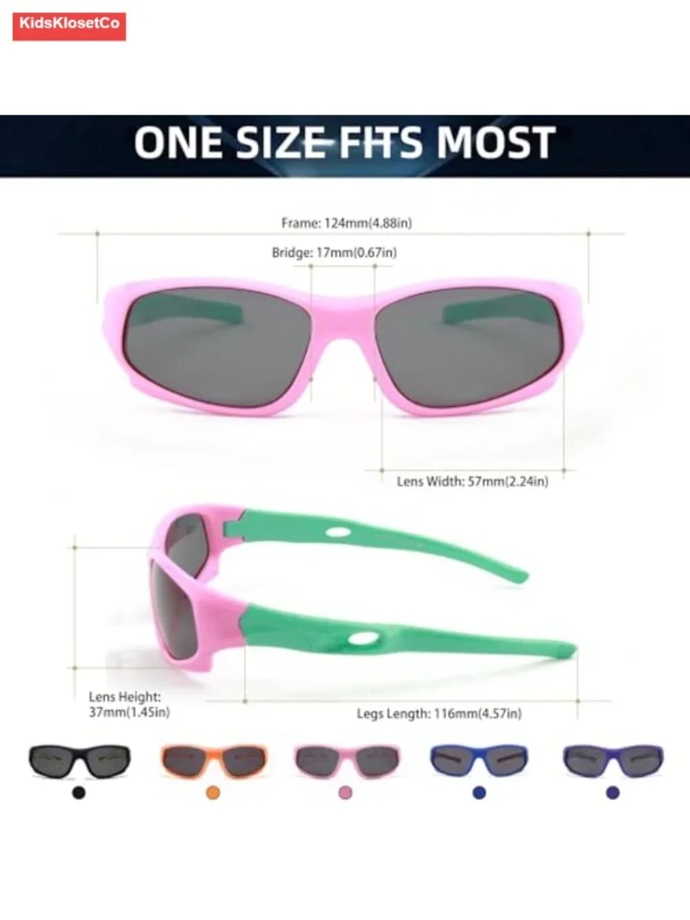 Kids Polarized Sunglasses with Adjustable Strap Unbreakable Rubber